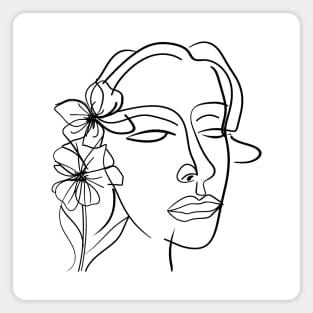 Lines Face and Flower Magnet